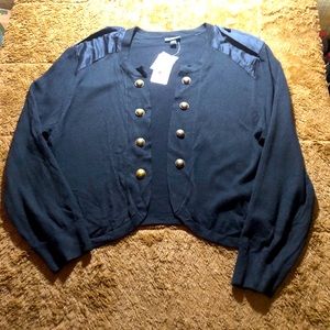 Torrid Black Cardigan Crop Sweater Bronze Buttons